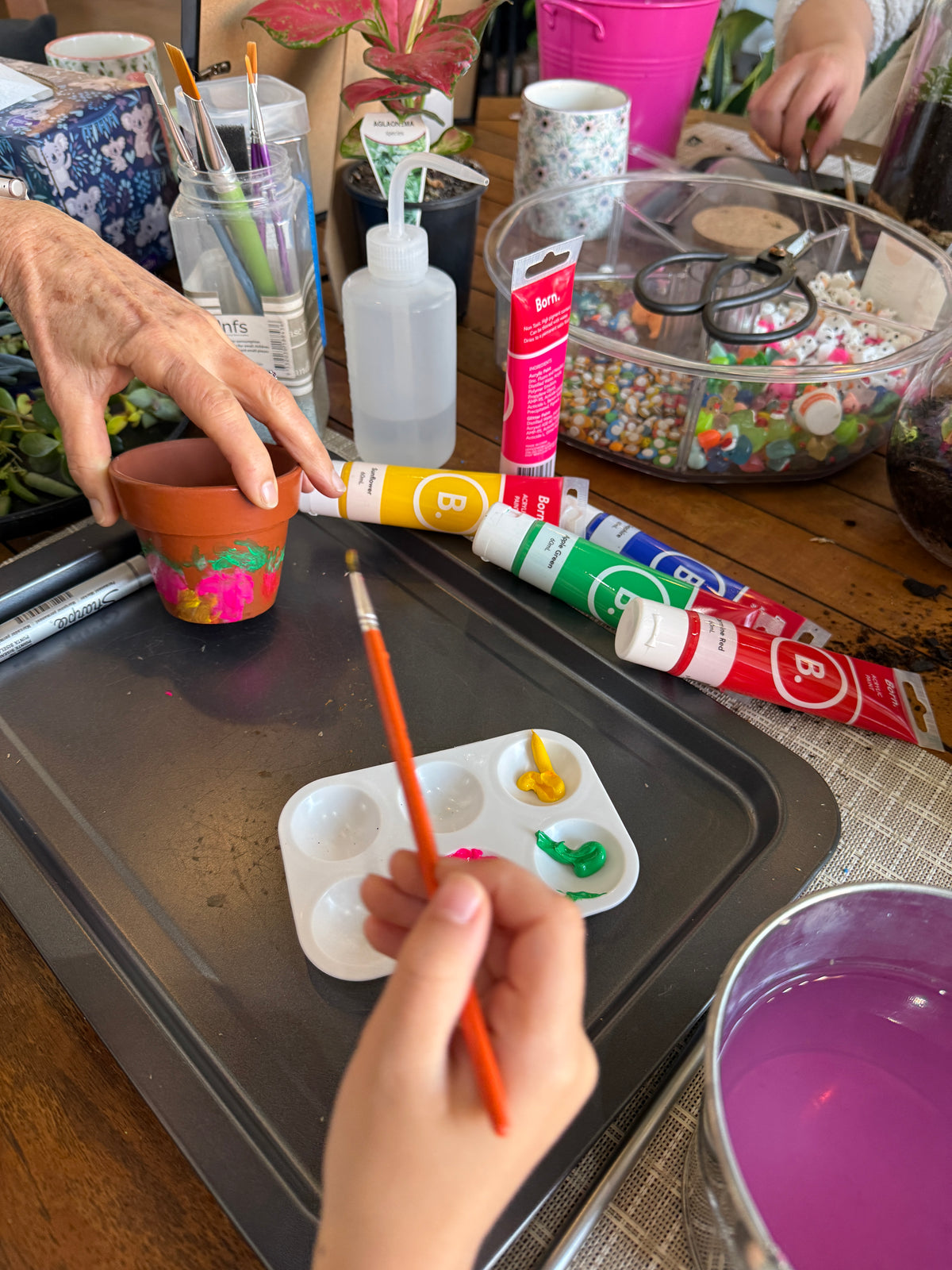 Kids School Holiday Terrarium Building and Pot Painting Class