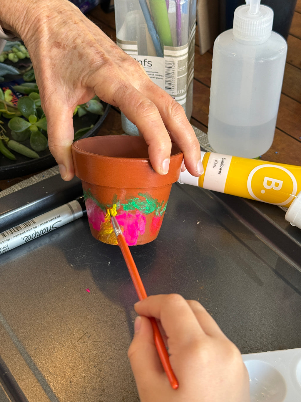 Kids School Holiday Terrarium Building and Pot Painting Class