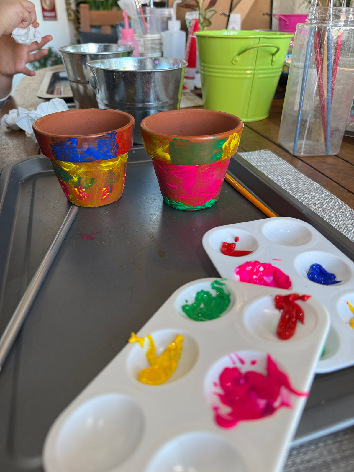 Kids School Holiday Terrarium Building and Pot Painting Class
