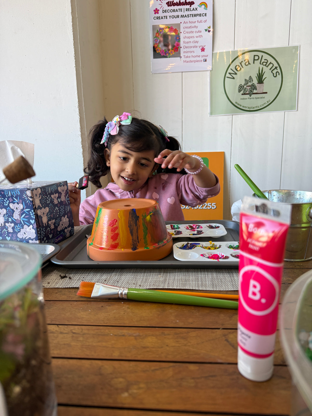 Kids School Holiday Terrarium Building and Pot Painting Class